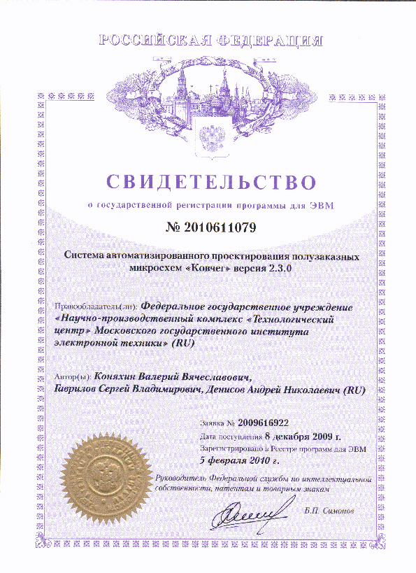 Свидетельство о государственной регистрации программы для ЭВМ №2010611079